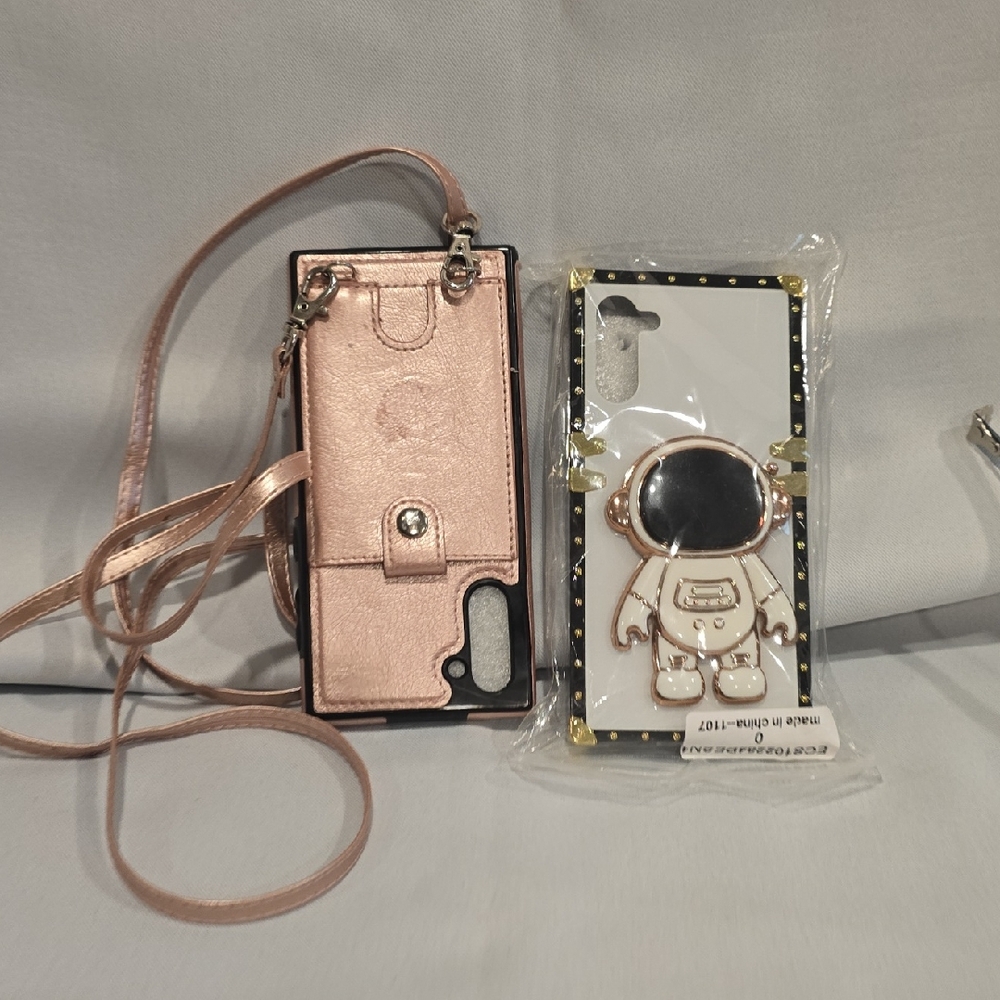 Samsung Galaxy Note 10 Rose Gold Phone Case with Astronaut Design.